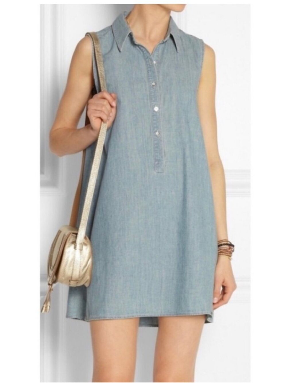 rag & bone Jean Denim Chambray Tunic Shift Dress Blue Small